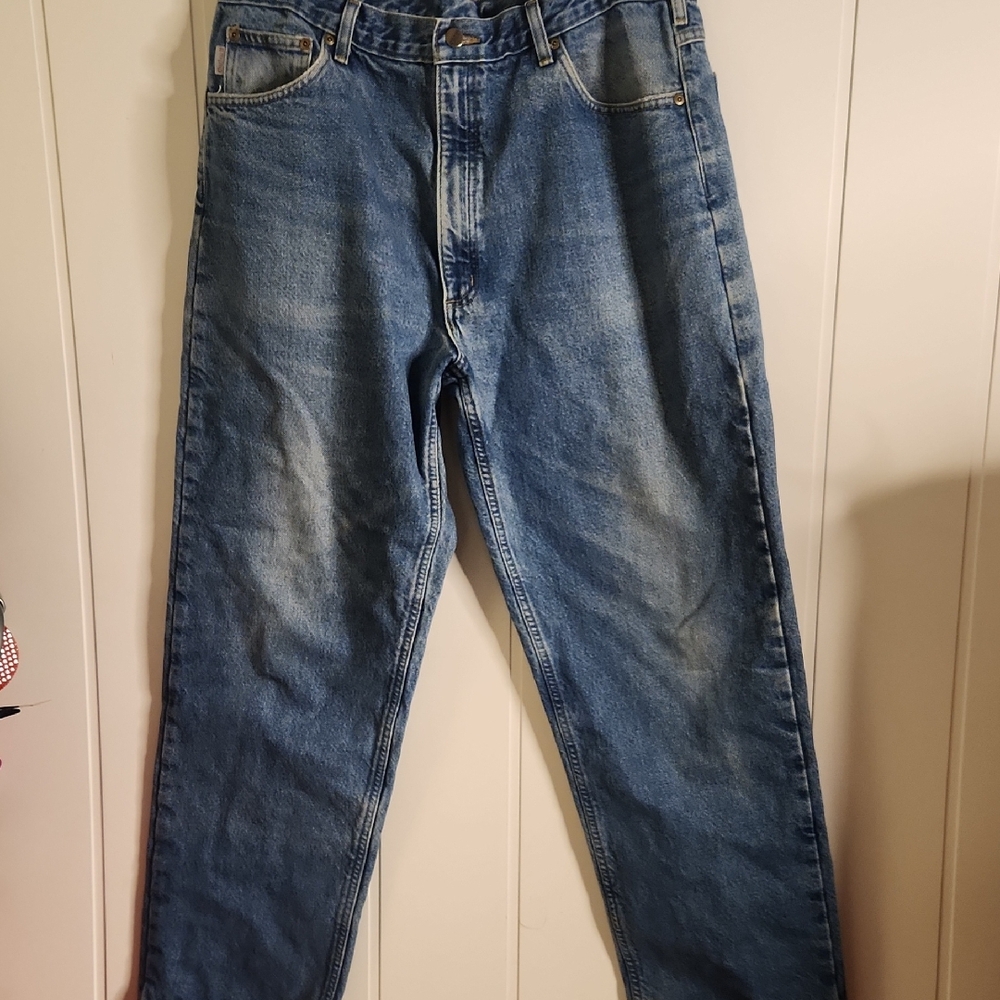 Carhartt Vintage Flannel Lined Faded Grunge Workwear Denim Jeans 34-inch Waist